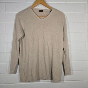 120% Cashmere Ribbed Knit Sweater Oversized Small Neutral Classic Capsule Luxury